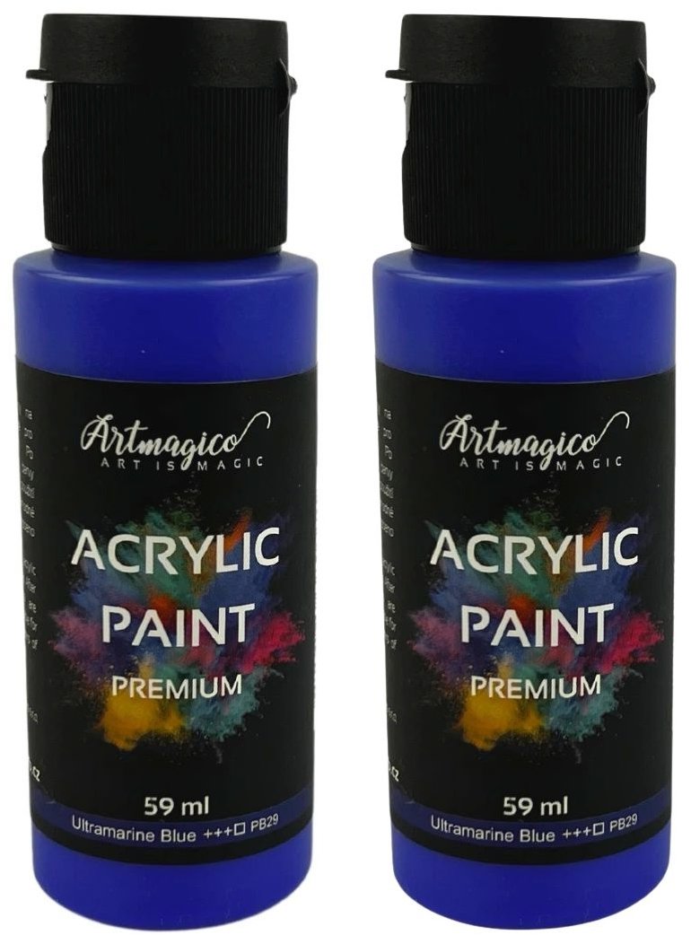 Balení akrylových barev Artmagico v odstínu ultramarínové modři, 59 ml, 2 ks.