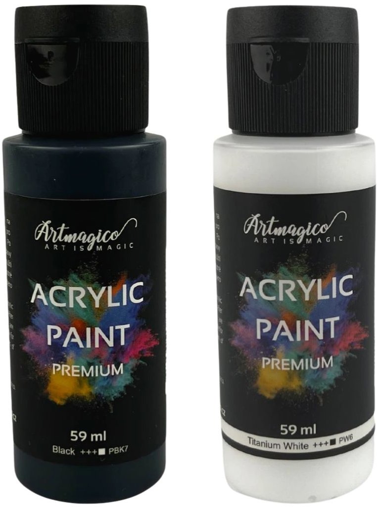 Sada akrylových barev Artmagico Black a Titanium White, 2 x 59 ml.