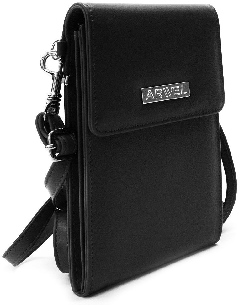 Arwel černá kožená mini kabelka na mobil