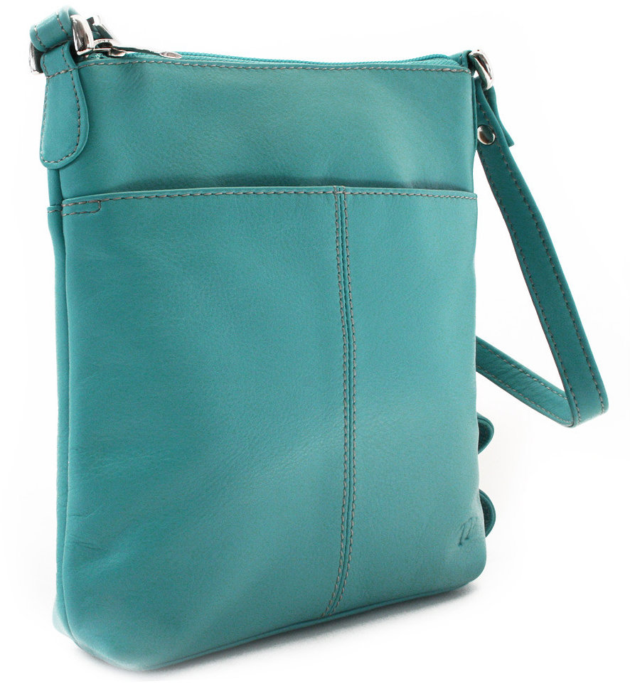 Arwel kožená tyrkysová crossbody kabelka Jenny