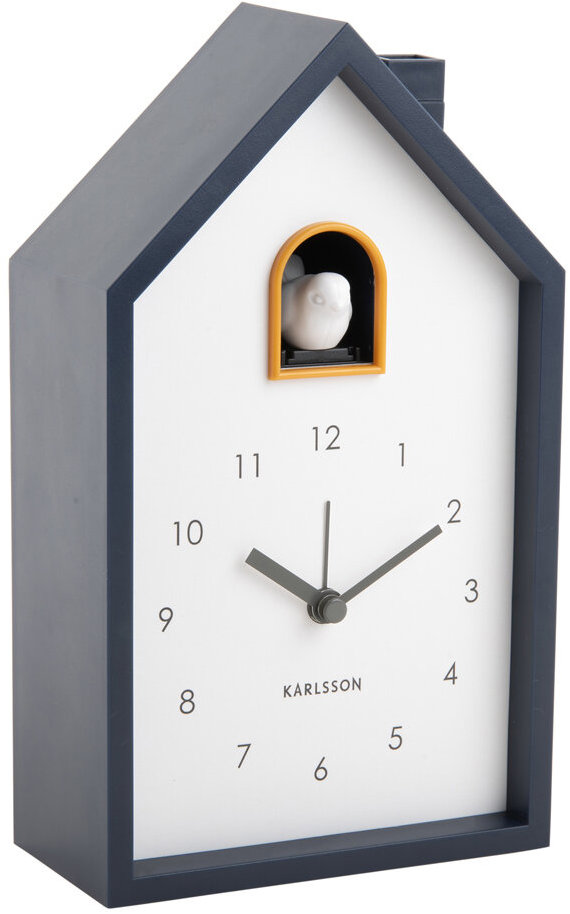 Karlsson Kukačkové hodiny CUCKOO, 12 × 20 × 6 cm, tmavě modré