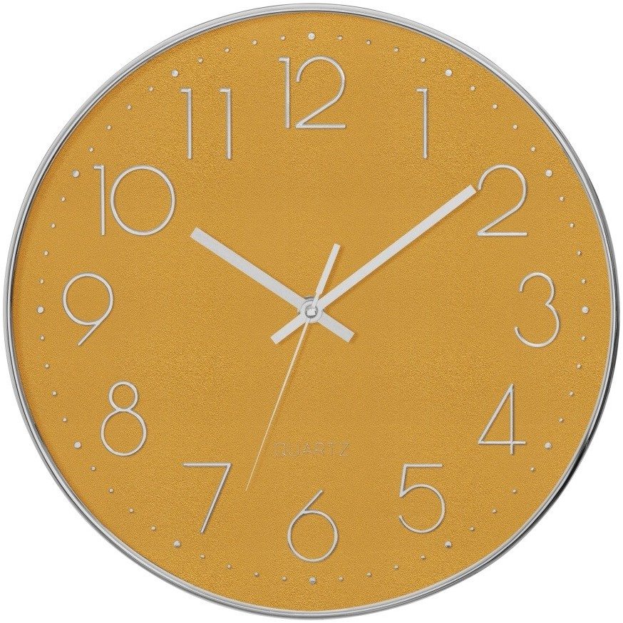 Atmosphera Nástěnné hodiny s tichým mechanismem, průměr 30 cm, žluté