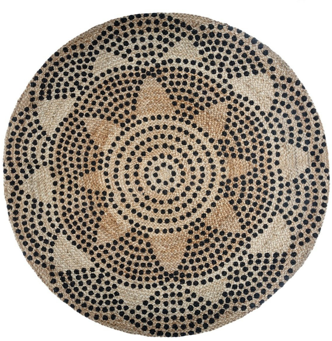 Atmosphera Jutový kulatý koberec, průměr 120 cm, geometrický vzor
