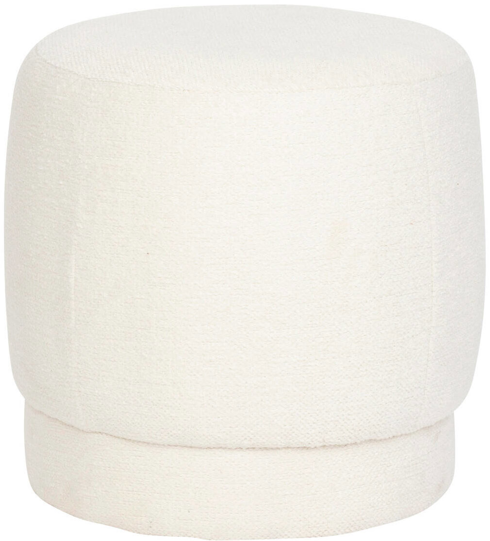 Čalouněný kulatý puf AMEA bouclé bílý průměr 39 cm