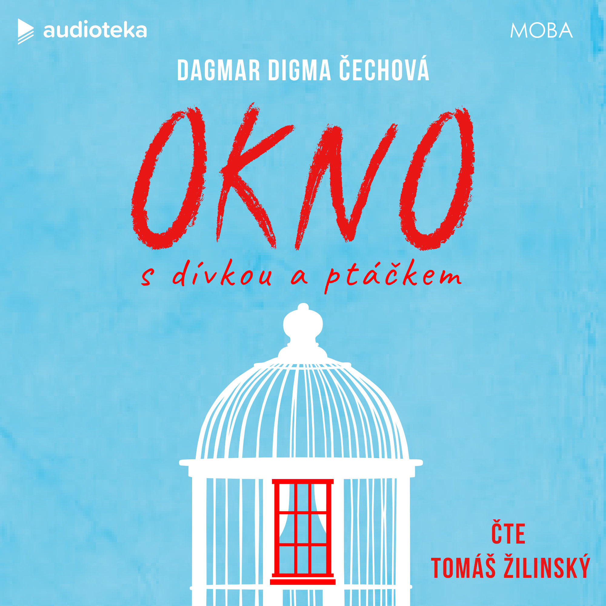 Okno s dívkou a ptáčkem