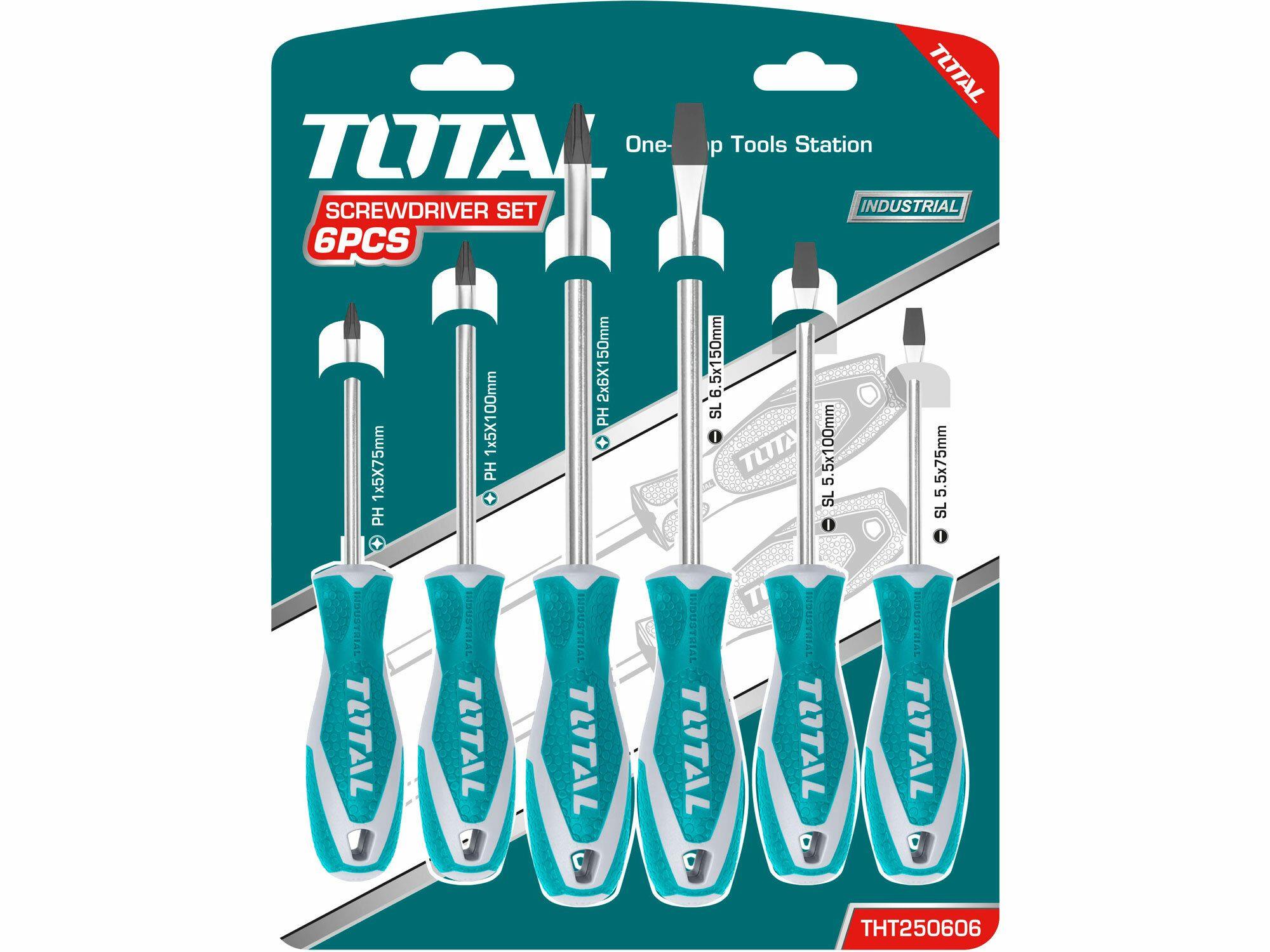 TOTAL-TOOLS Šroubováky, sada 6ks, CrV, industrial