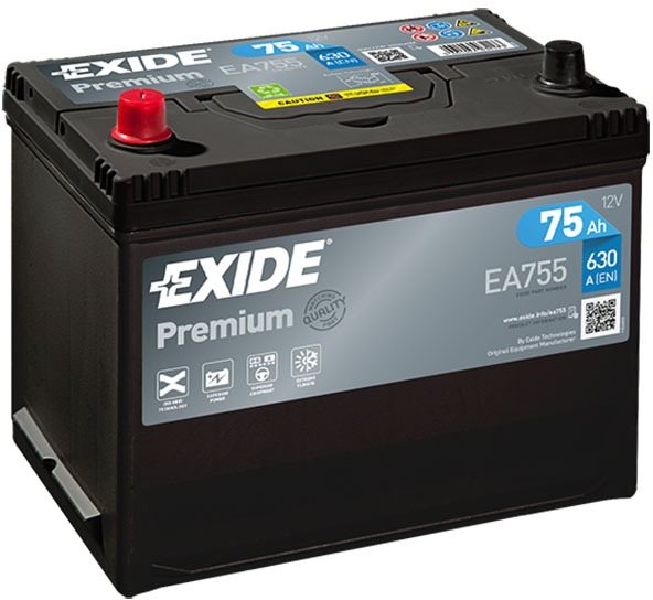 EXIDE Premium 75Ah, 12V, EA755 - UAMK instalace do vozu