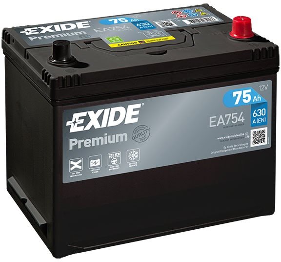 EXIDE Premium 75Ah, 12V, EA754 - UAMK instalace do vozu