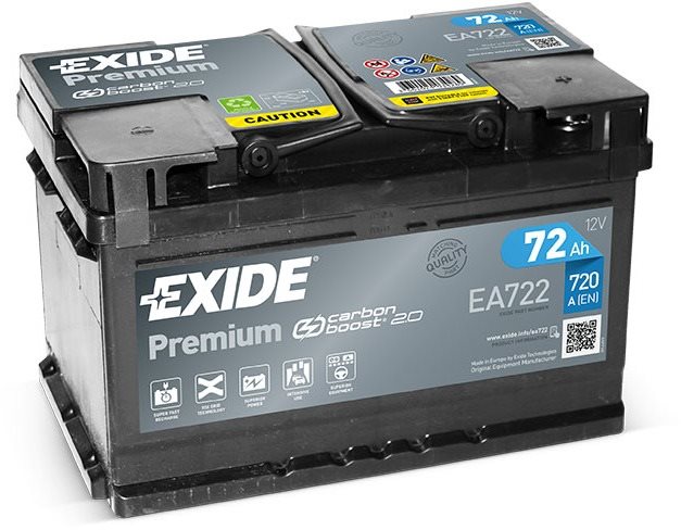 EXIDE Premium 72Ah, 12V, EA722 - UAMK instalace do vozu