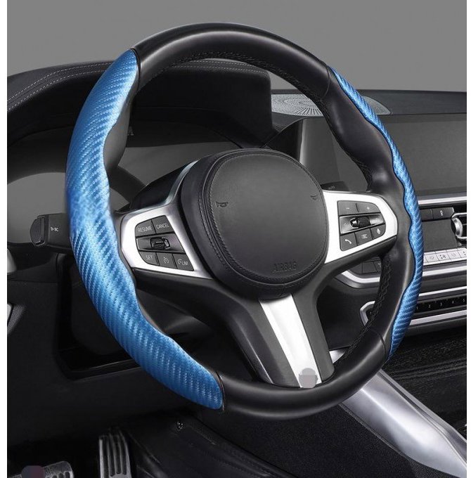 PREXIM Potah na volant protiskluzový carbon, modrý