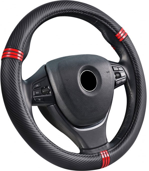 PREXIM Potah na volant imitace carbonu s pruhy