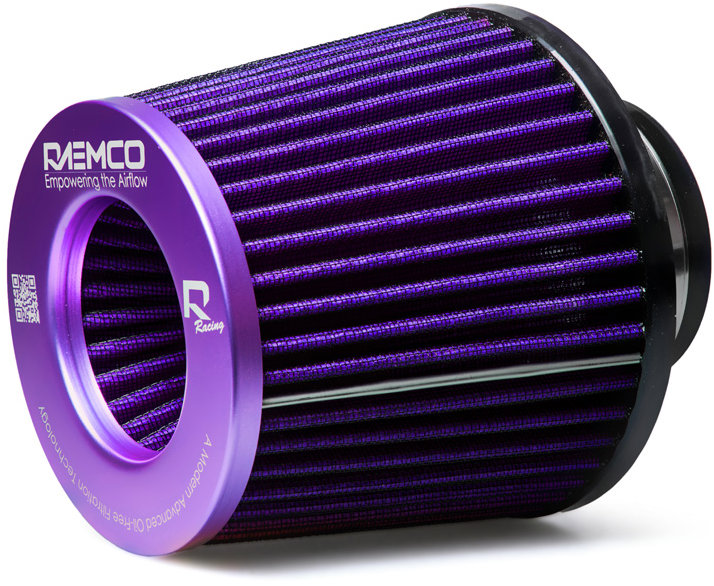 Raemco sportovní vzduchový filtr, délka 130 mm, vstup 77 mm, barva fialová