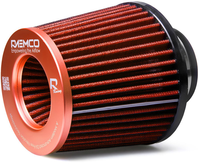 Raemco sportovní vzduchový filtr, délka 130 mm, vstup 77 mm, barva oranžová