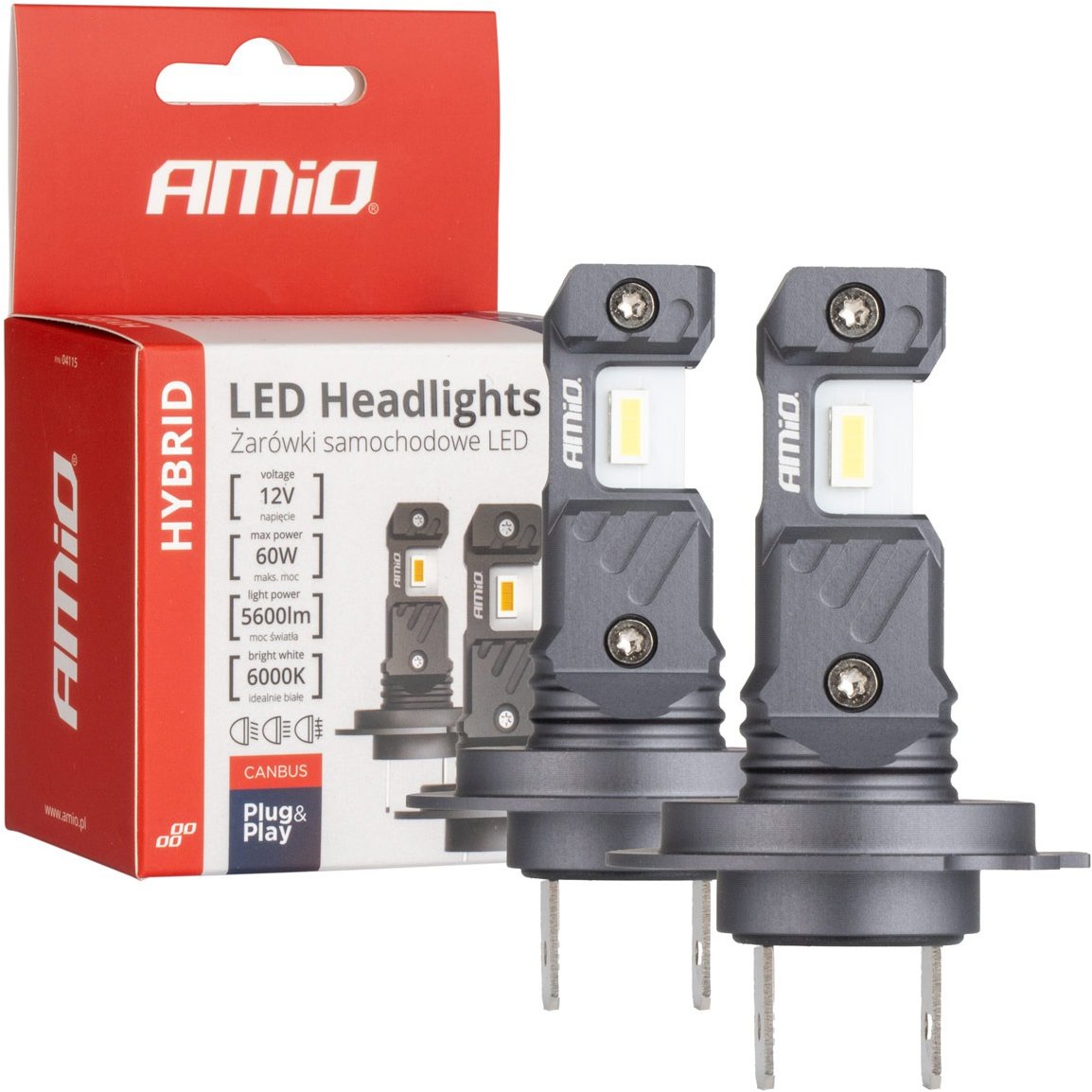 AMIO LED H7/H18 2x30 W - bílá (patice PX26d), sada 2 ks