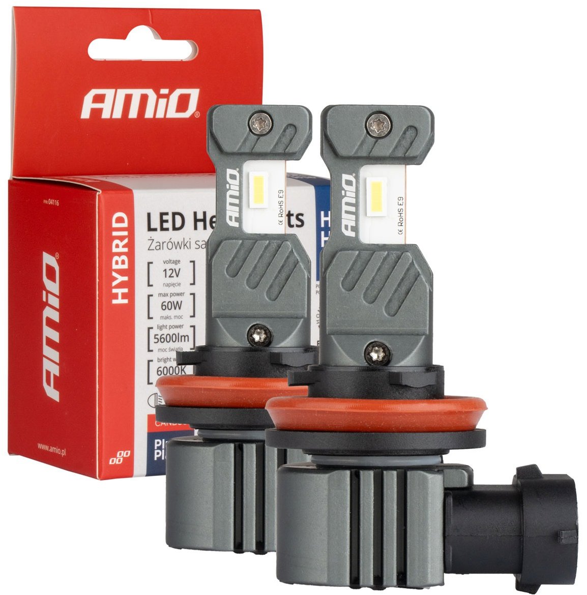 AMIO LED H8/H9/H11/H16 2x30 W - bílá (patice PGJ 19-5), sada 2 ks