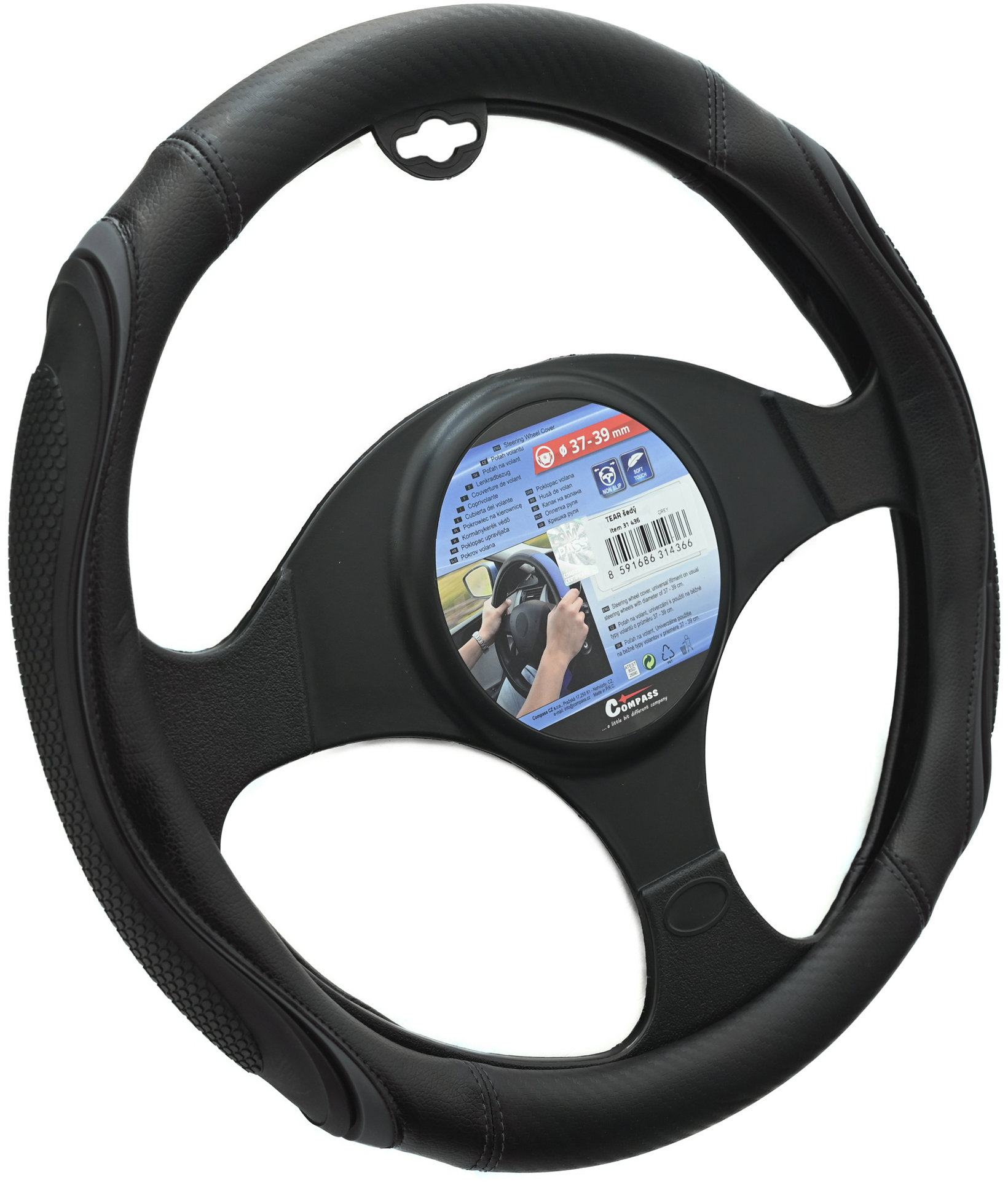 COMPASS TEAR potah volantu, šedý