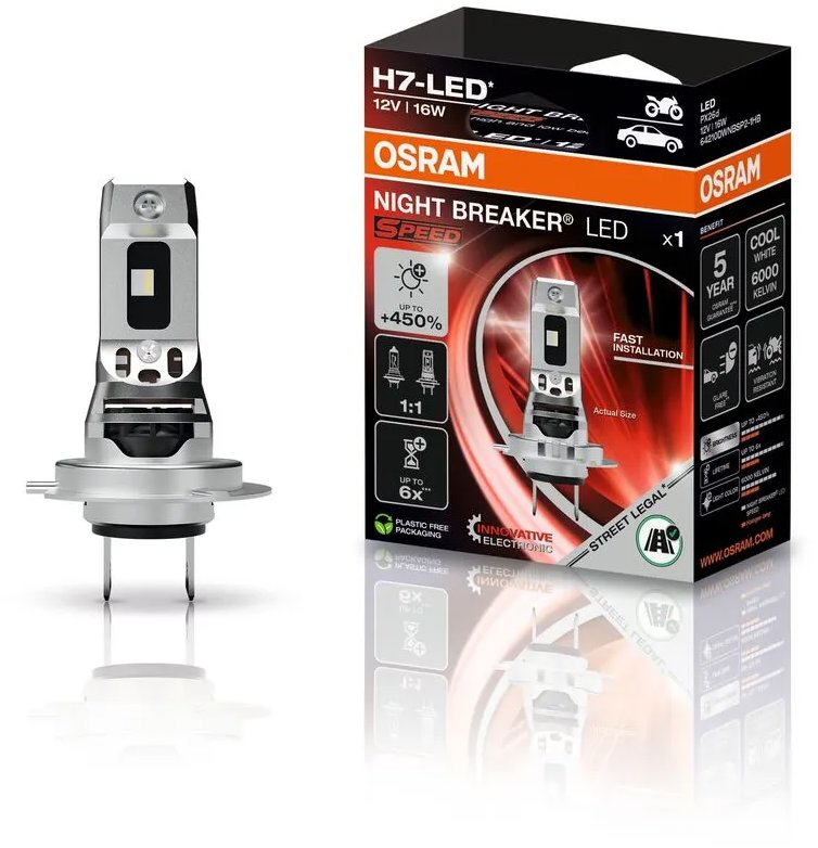 OSRAM NIGHT BREAKER LED SPEED H7 +450%, Design 1:1, 1 kus