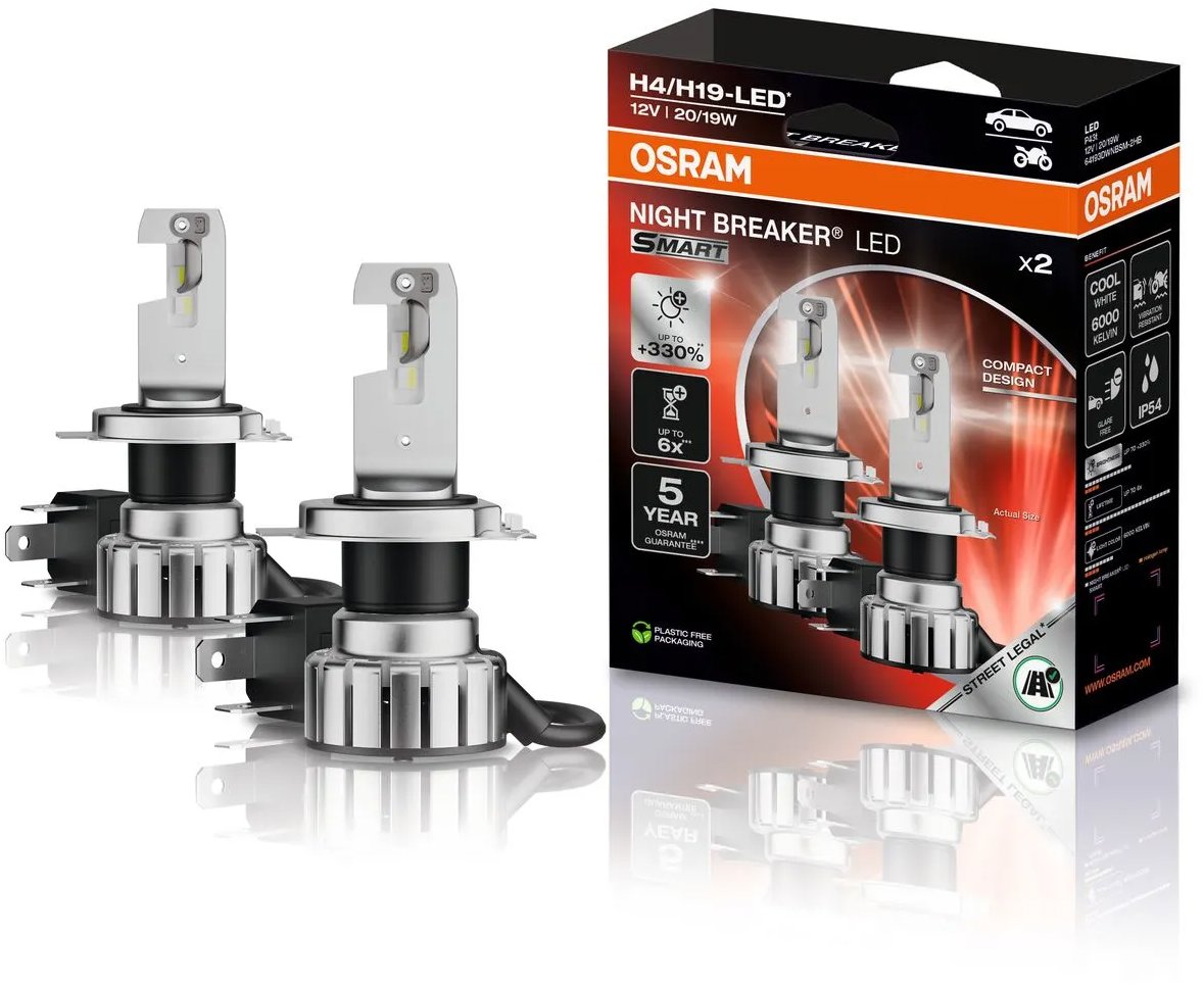 OSRAM NIGHT BREAKER LED SMART H4,H19 +330% více jasu