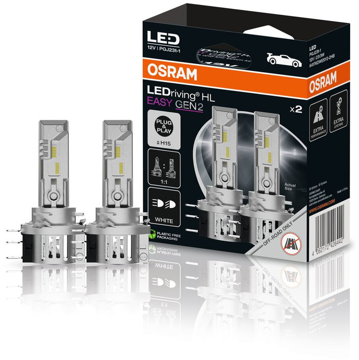 OSRAM žárovka LEDriving HL EASY GEN 2, H15, 6500K, 2 ks