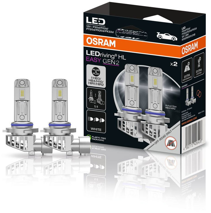 OSRAM žárovka LEDriving HL EASY GEN 2, HB3/HIR1/H10/HB4/HIR2, 6500K, 2ks