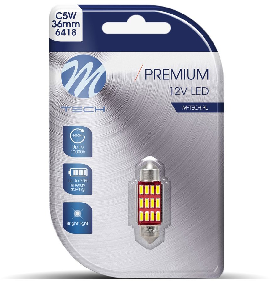 M-Tech C5W 36mm 10 - 30V 12LED CANBUS bílé 1ks