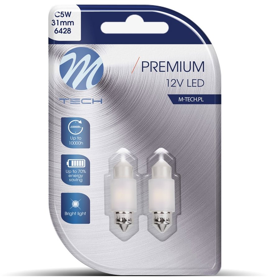 M-Tech PREMIUM C5W 31mm 2LED bílé 2ks