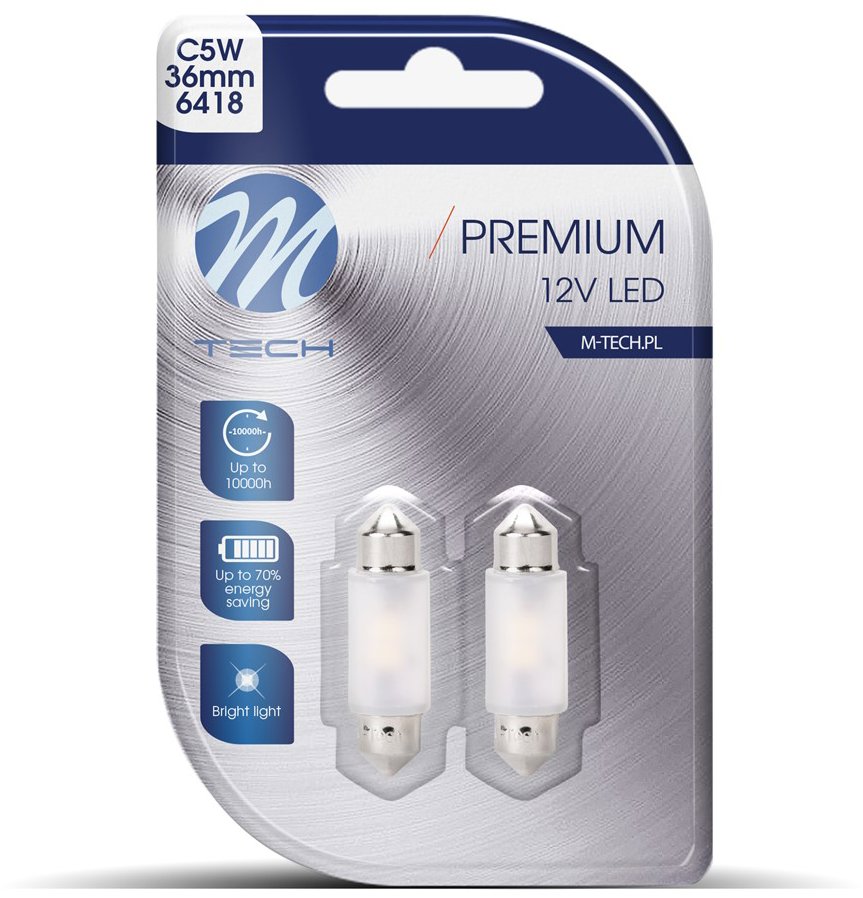 M-Tech PREMIUM C5W 36mm 2LED bílé 2ks