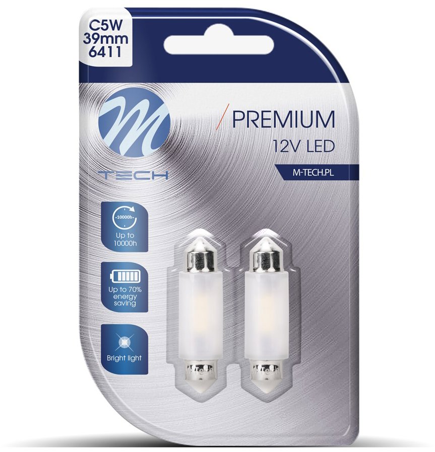 M-Tech PREMIUM C5W 39mm 2LED bílé 2ks
