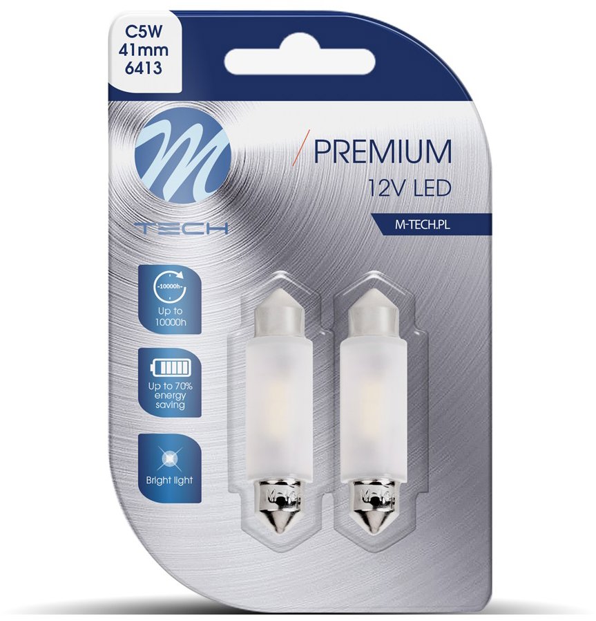 M-Tech PREMIUM C5W 41mm 2LED bílé 2ks