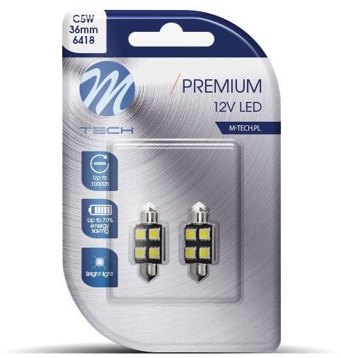M-Tech PREMIUM C5W 36mm 4LED bílé 2ks