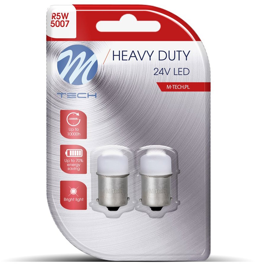M-Tech HEAVY DUTY BA15s R5W 24V 9LED bílá 2ks