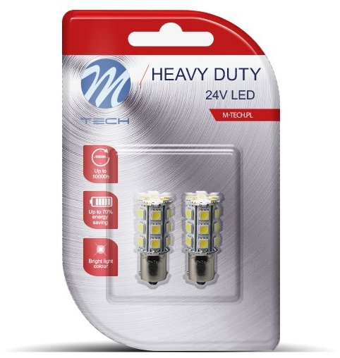 M-Tech HEAVY DUTY BA15s P21/5W 24V 24LED BÍLé 2ks