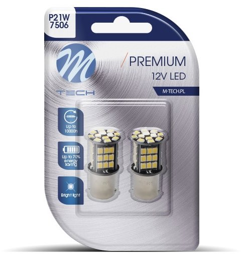 M-Tech PREMIUM P21W BA15s 48LED bílé 2ks