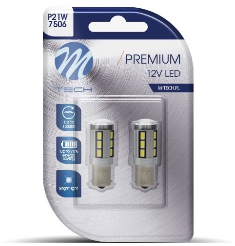 M-Tech PREMIUM P21W BA15s 18LED bílé 2ks