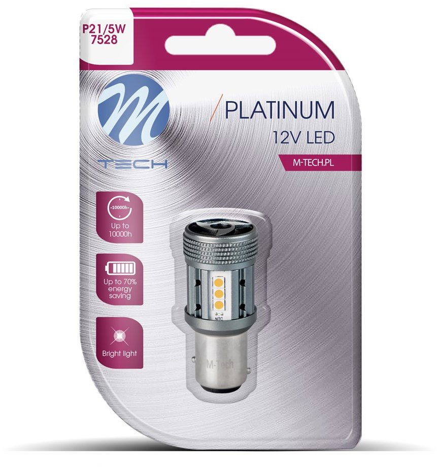 M-Tech CANBUS P21/5W BAY15d 12LED 12-24V červené 1ks