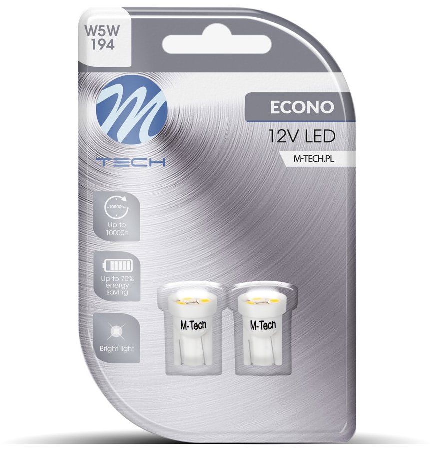 M-Tech W5W W2.1x9.5d 4LED bílé 2ks, LB017W