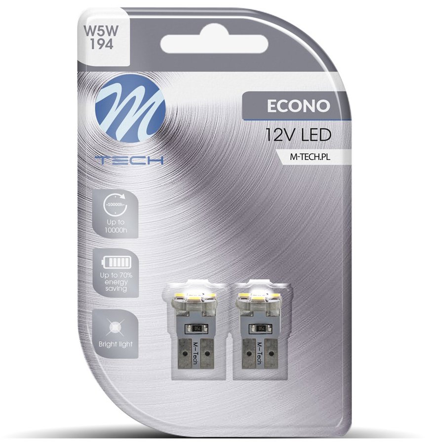 M-Tech W5W W2.1x9.5d 4LED bílé 2ks, LB069W