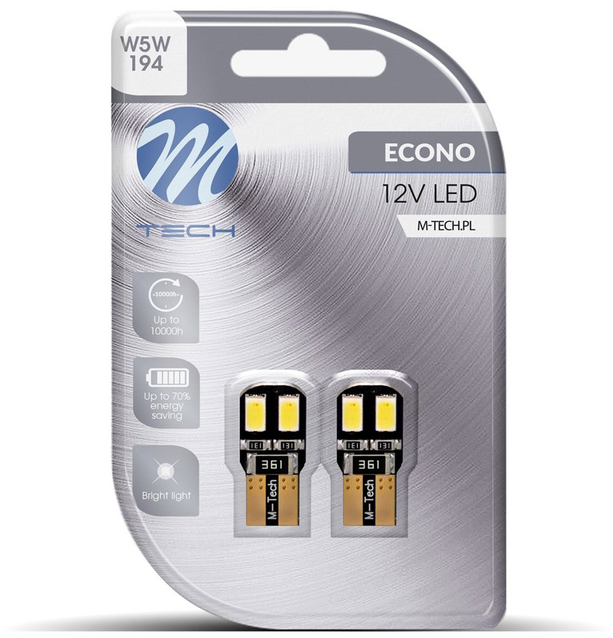 M-Tech CANBUS W5W W2.1x9.5d 12V 4LED bílé 2ks