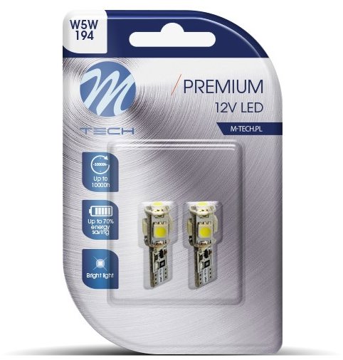 M-Tech PREMIUM CANBUS W5W W2.1x9.5d 5LED bílé 2ks