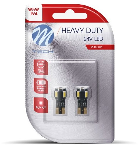 M-Tech HEAVY DUTY W5W W2.1x9.5d 4LED 24V bílé 2ks