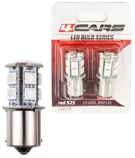 4Cars LED žárovky 13LED 12V S25-5050SMD BAU15S red 2ks