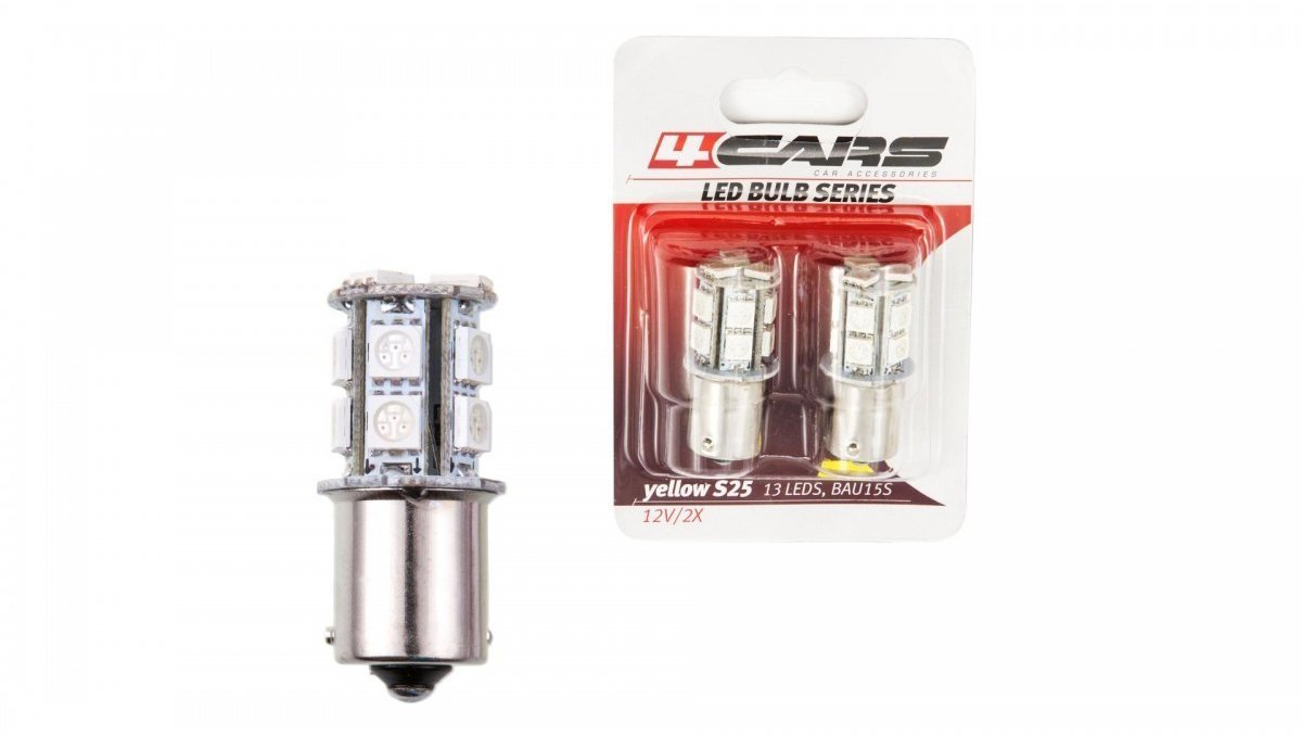 4Cars LED žárovky 13LED 12V S25-5050SMD BAU15S orange 2ks