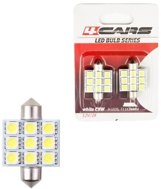 4Cars LED žárovky 9LED 12V Festoon 5050SMD T11x36mm 2ks