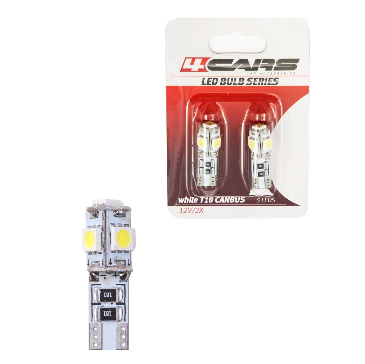 4Cars LED žárovky 5LED 12V CANBUS 5050SMD T10 white 2ks