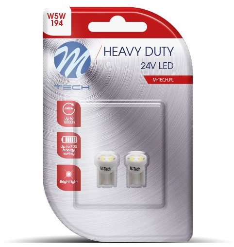 M-Tech HEAVY DUTY W5W W2.1x9.5d 24V 4LED bílé 2ks