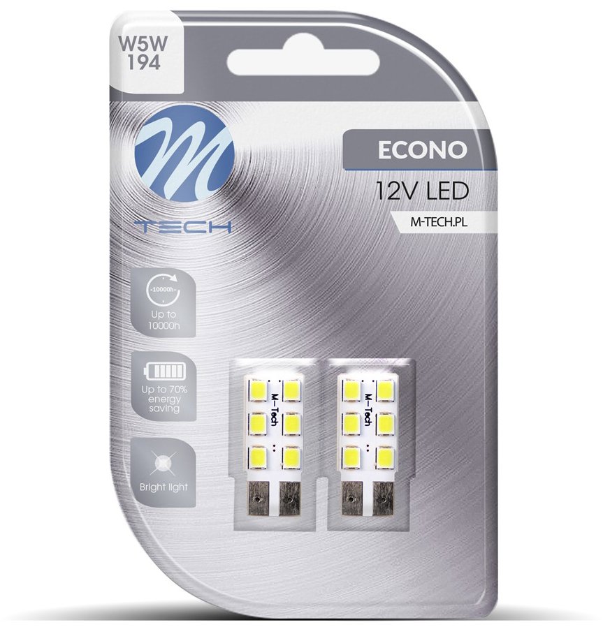 M-Tech W5W W2.1x9.5d 6LED bílé 2ks, LB083W