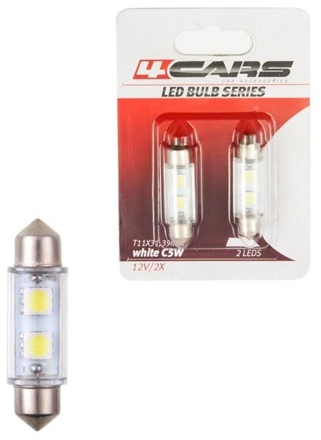 4Cars LED žárovky 2LED 12V Festoon SMD T11x39mm 2ks