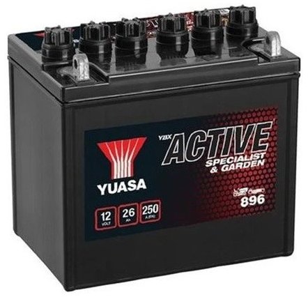YUASA baterie 12 V, 896, 26 Ah, 250 A, levá, bezúdržbová ACTIVE GARDEN 187 × 127 × 181