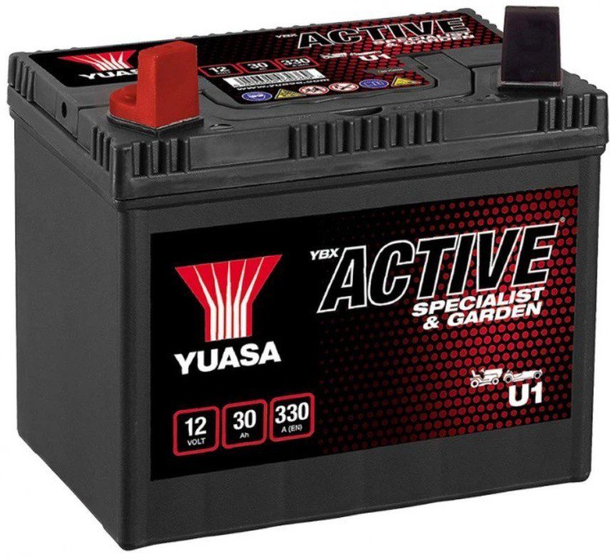 YUASA baterie 12 V, U1, 30 Ah, 330 A, levá, bezúdržbová ACTIVE GARDEN 194 × 126 × 183