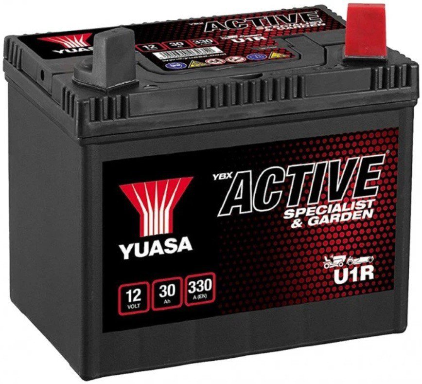 YUASA baterie 12 V, U1R, 30 Ah, 330 A, pravá, bezúdržbová ACTIVE GARDEN 194 × 126 × 183